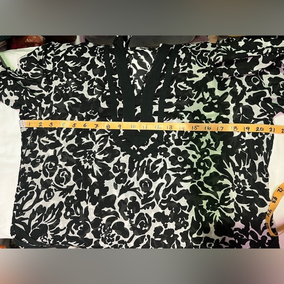 MICHAEL KORS Black and white floral print tunic top size L.‎ - Picture 11 of 12